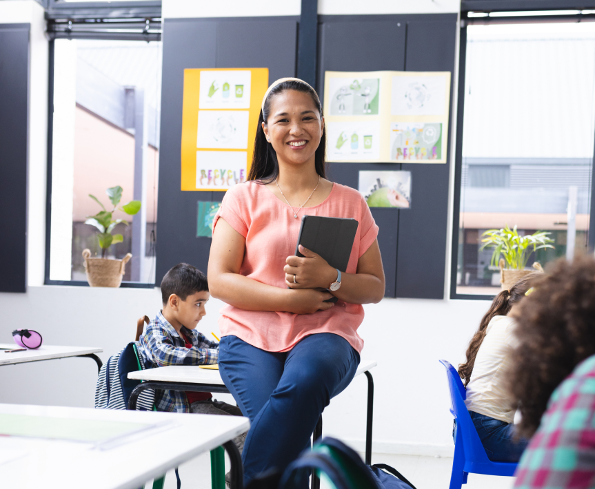 An Alamo Heights teacher in her classroom